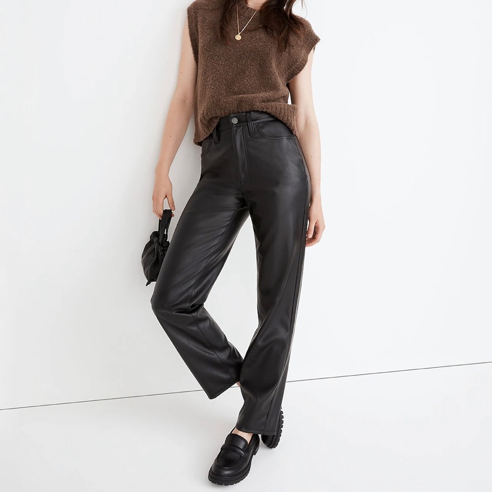 MADEWELL petite leather pants // faux leather straight leg